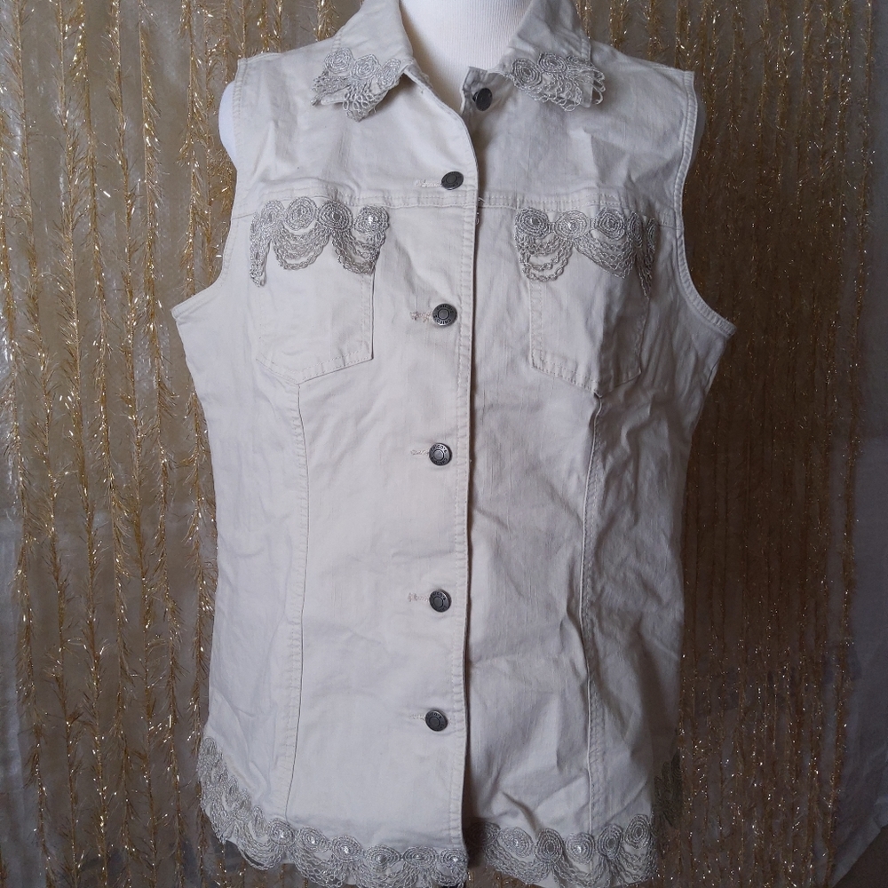 Addition by Chico's denim Beige Vest Size 2